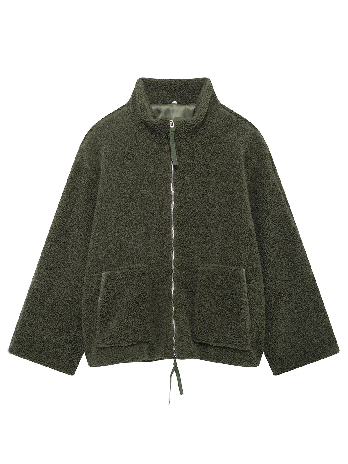 Turtleneck Zip Up Long Sleeve Plush Jacket - Image 4