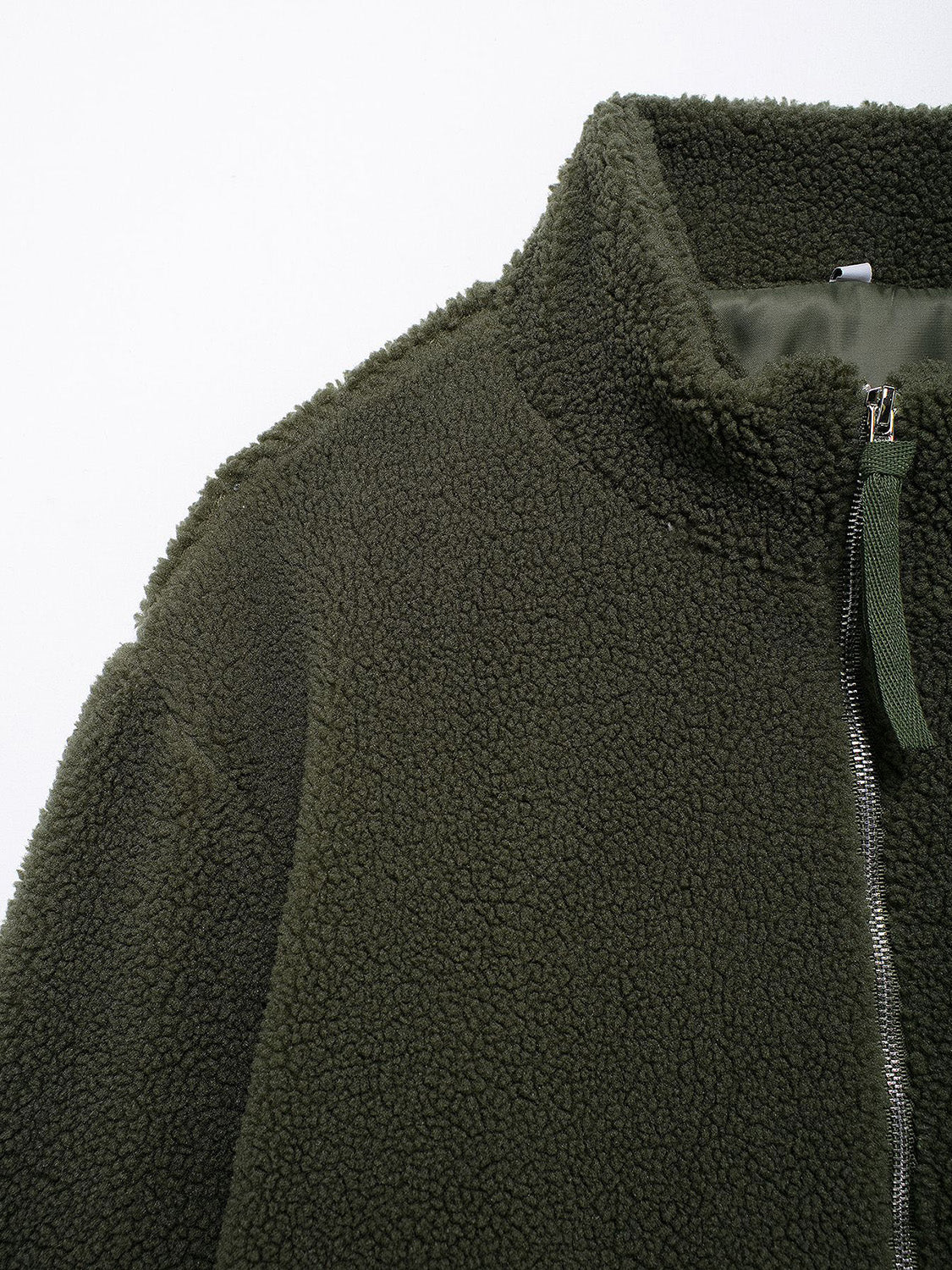 Turtleneck Zip Up Long Sleeve Plush Jacket - Image 7