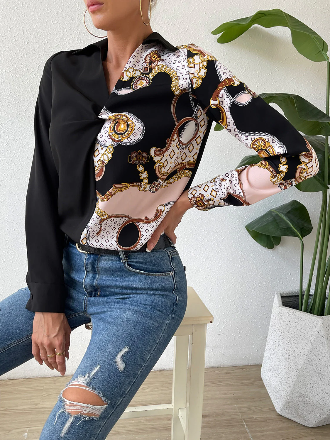 Twist Front Collared Blouse - Image 5