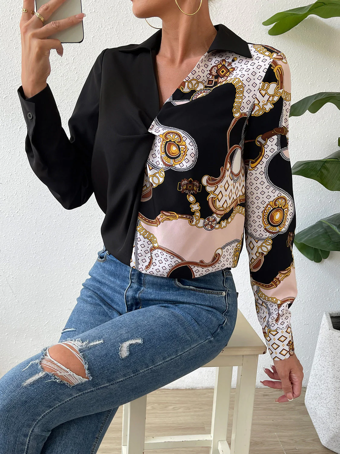 Twist Front Collared Blouse - Image 6