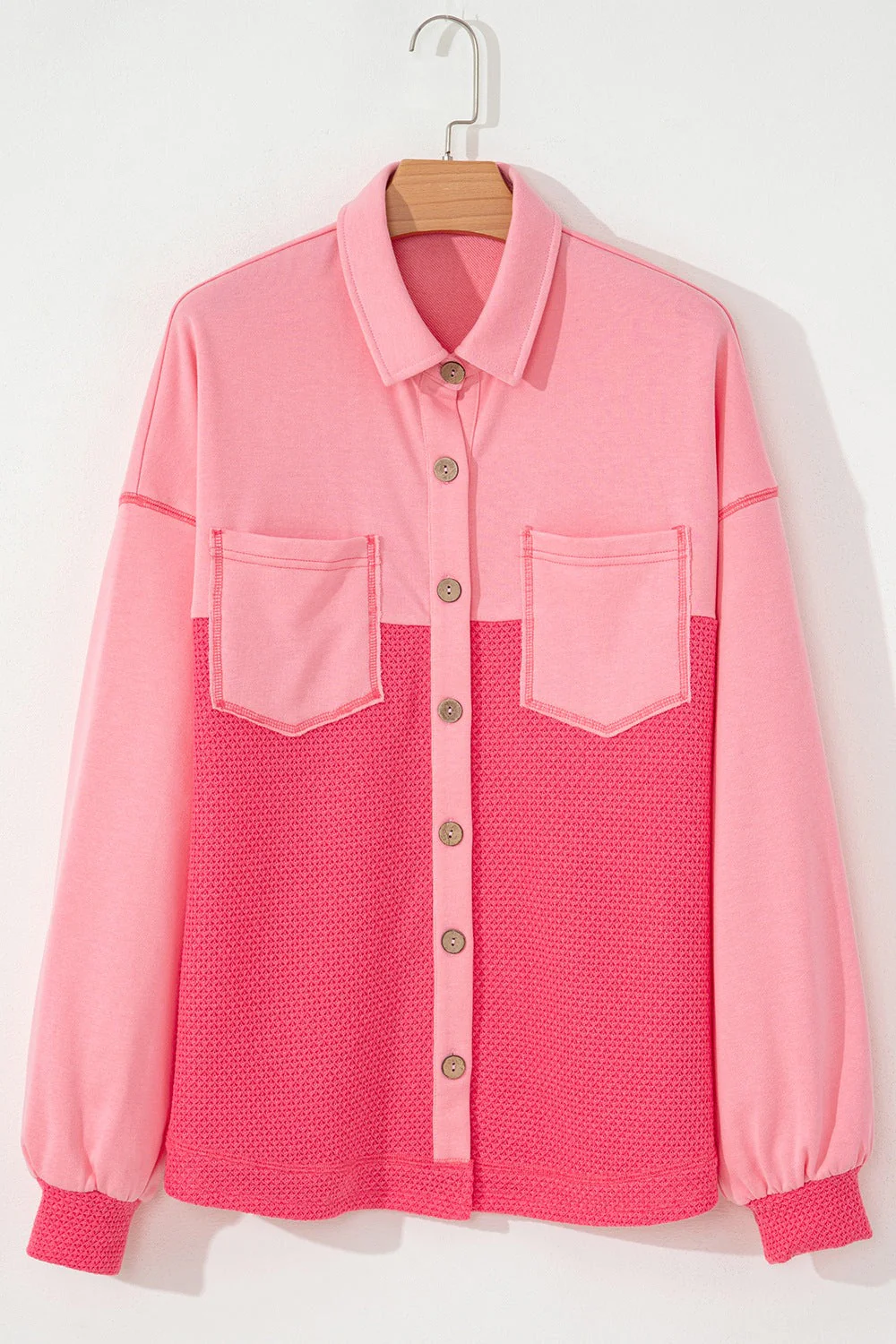 Two Tone Button Up Drop Shoulder Shacket - Image 4