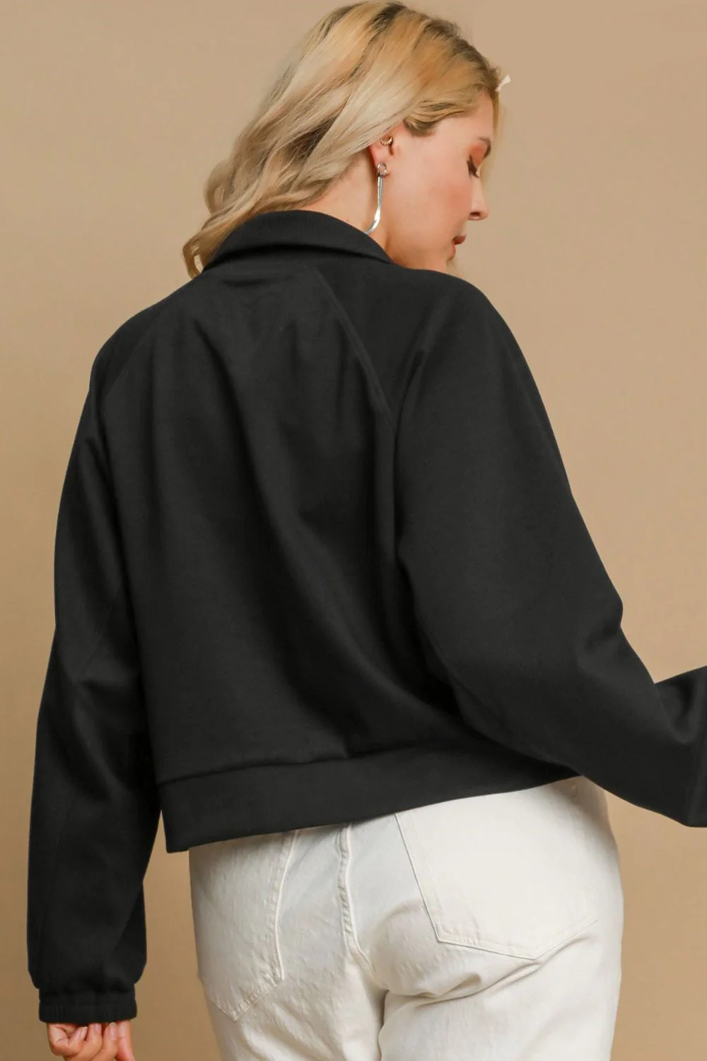 Umgee Full Size Half Zip Cropped Sweatshirt Plus Size - Image 5