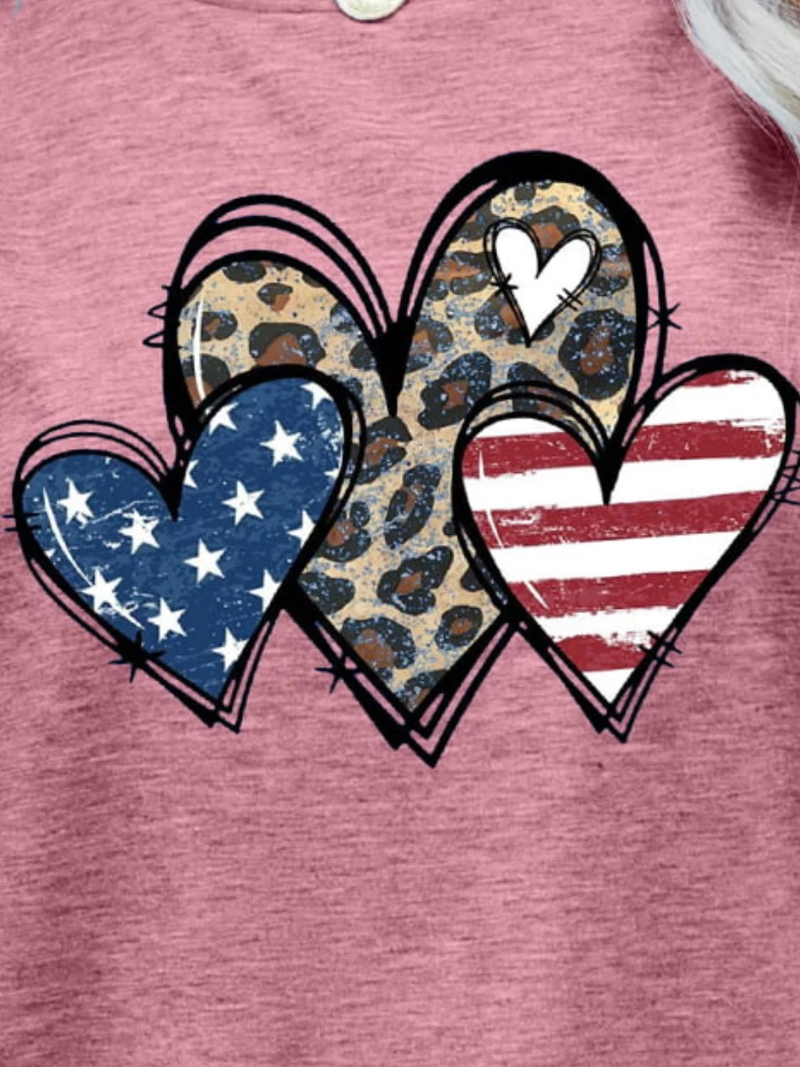 US Flag Leopard Heart Graphic Tee - Image 11