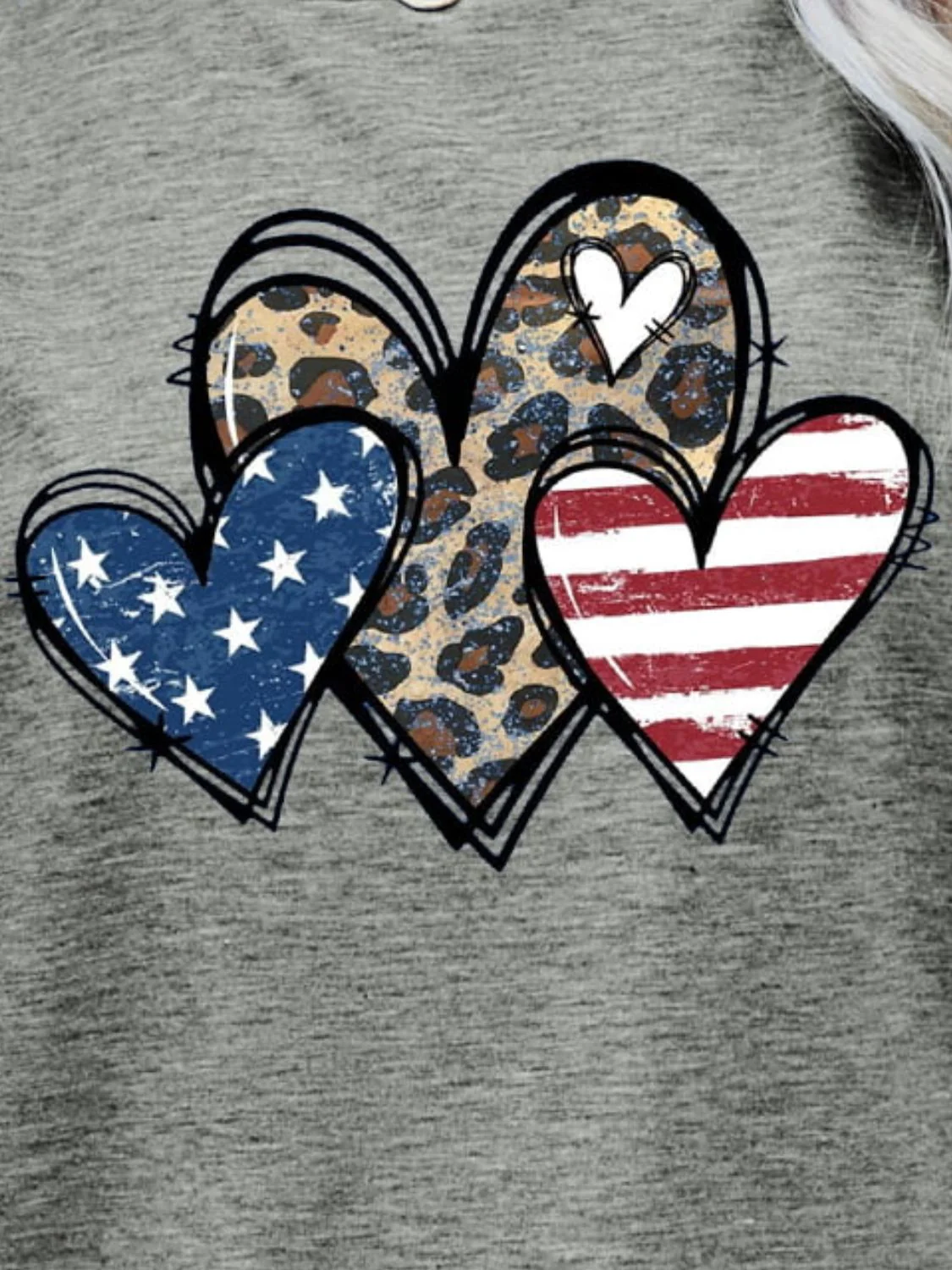 US Flag Leopard Heart Graphic Tee - Image 14