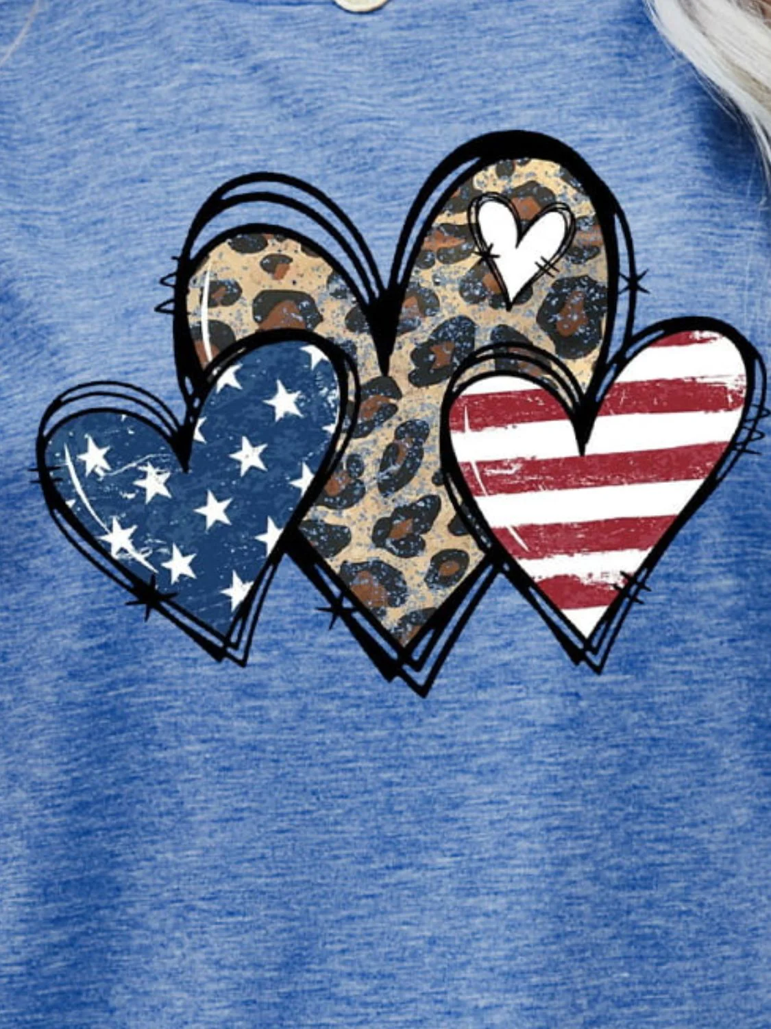 US Flag Leopard Heart Graphic Tee - Image 5