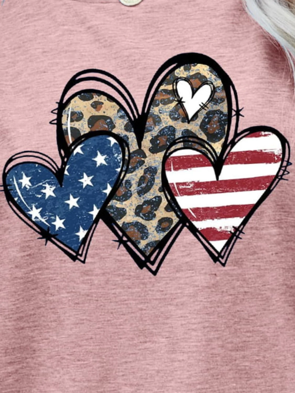 US Flag Leopard Heart Graphic Tee - Image 8
