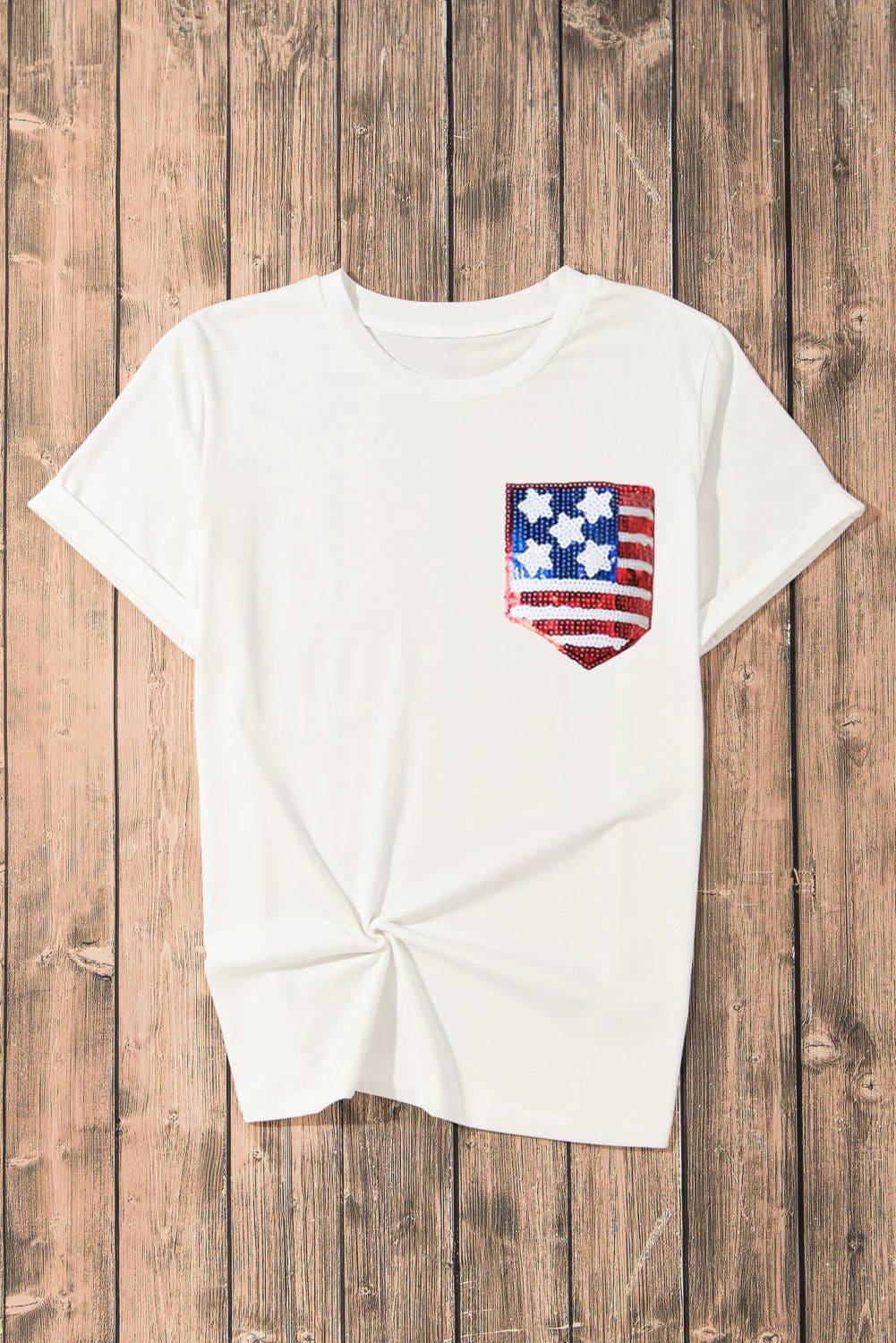US Flag Round Neck Short Sleeve T-Shirt - Image 3