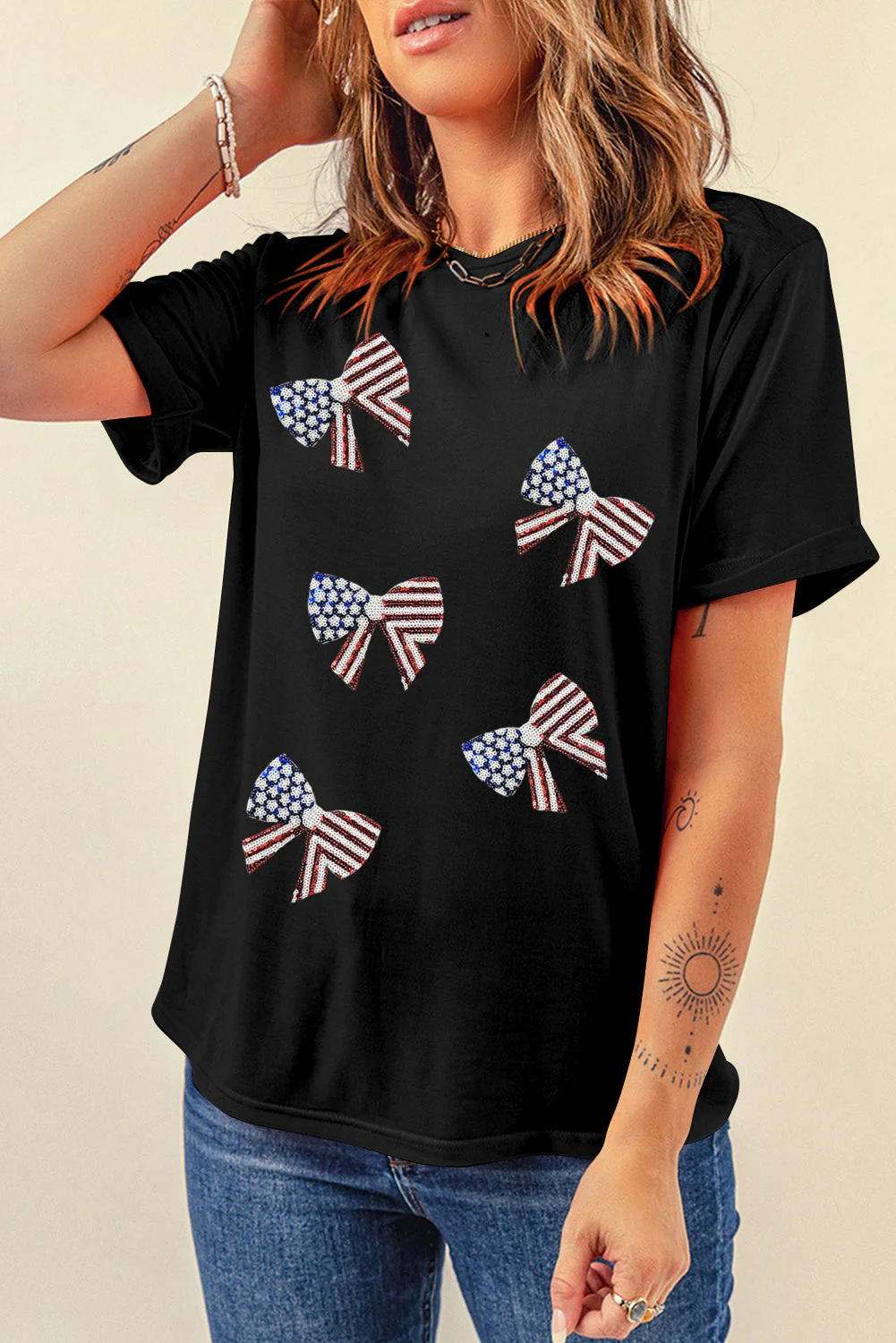 US Flag Round Neck Short Sleeve T-Shirt - Image 2