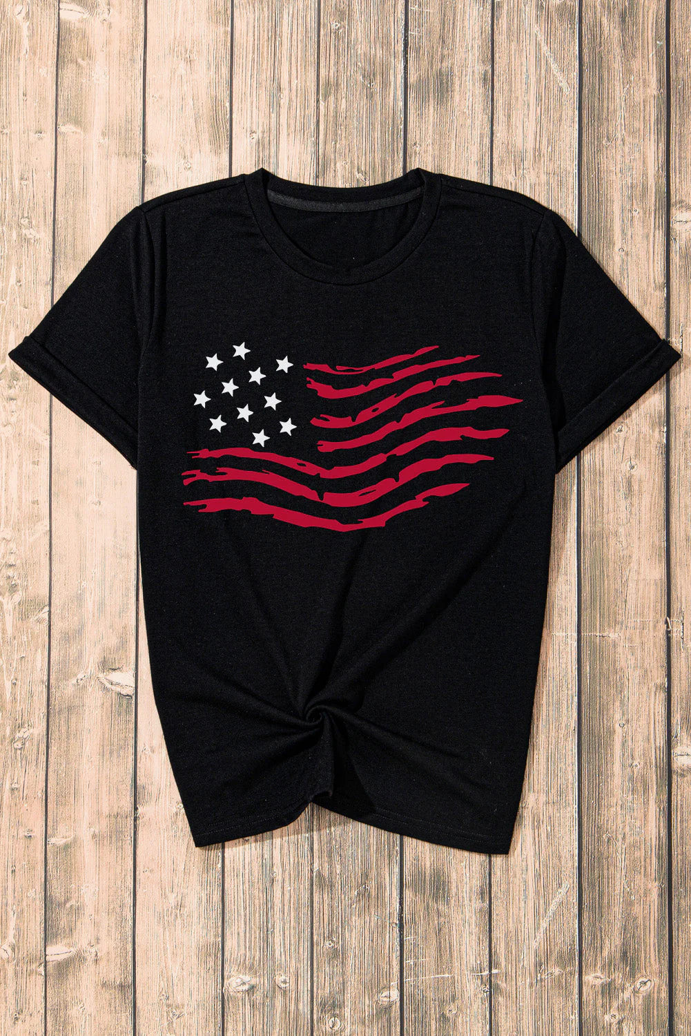 US Flag Round Neck Short Sleeve T-Shirt - Image 5