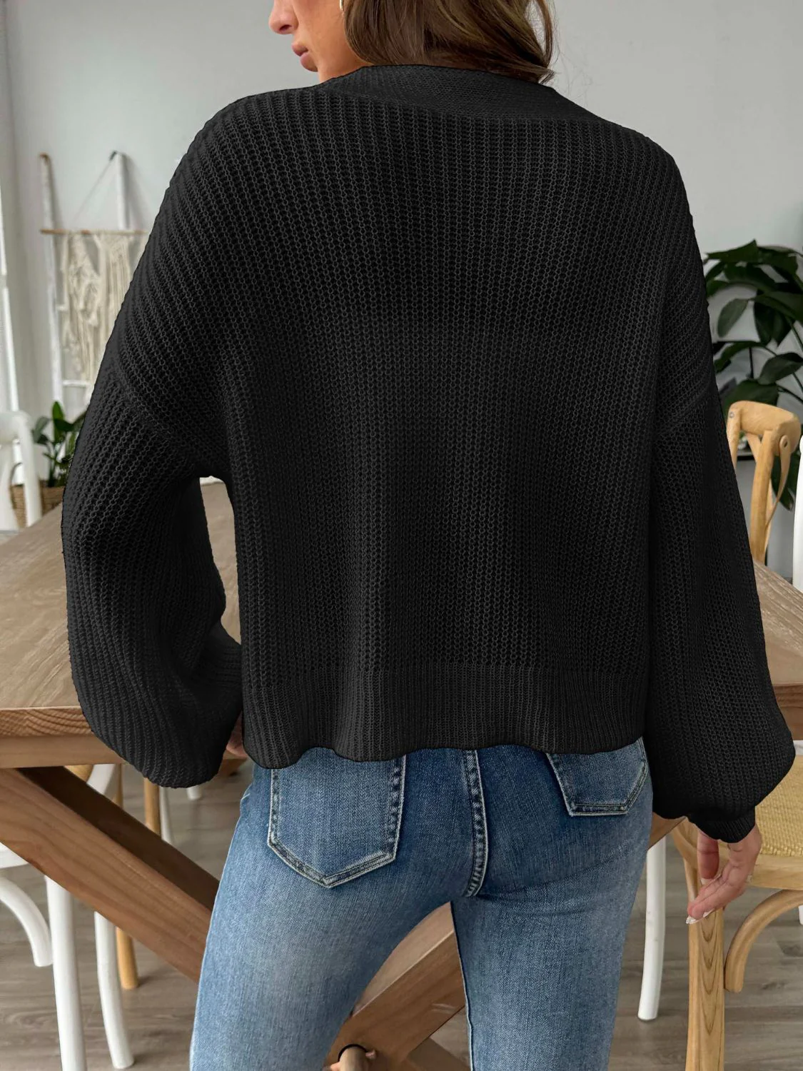V-Neck Button Up Long Sleeve Cardigan - Image 6