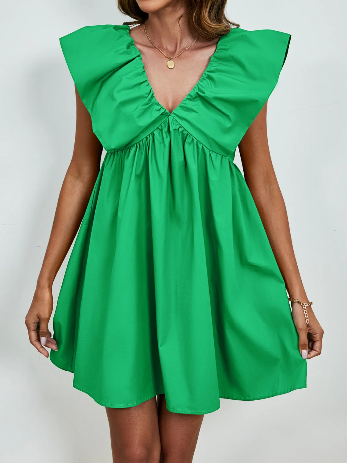 V-Neck Cap Sleeve Mini Dress - Image 12