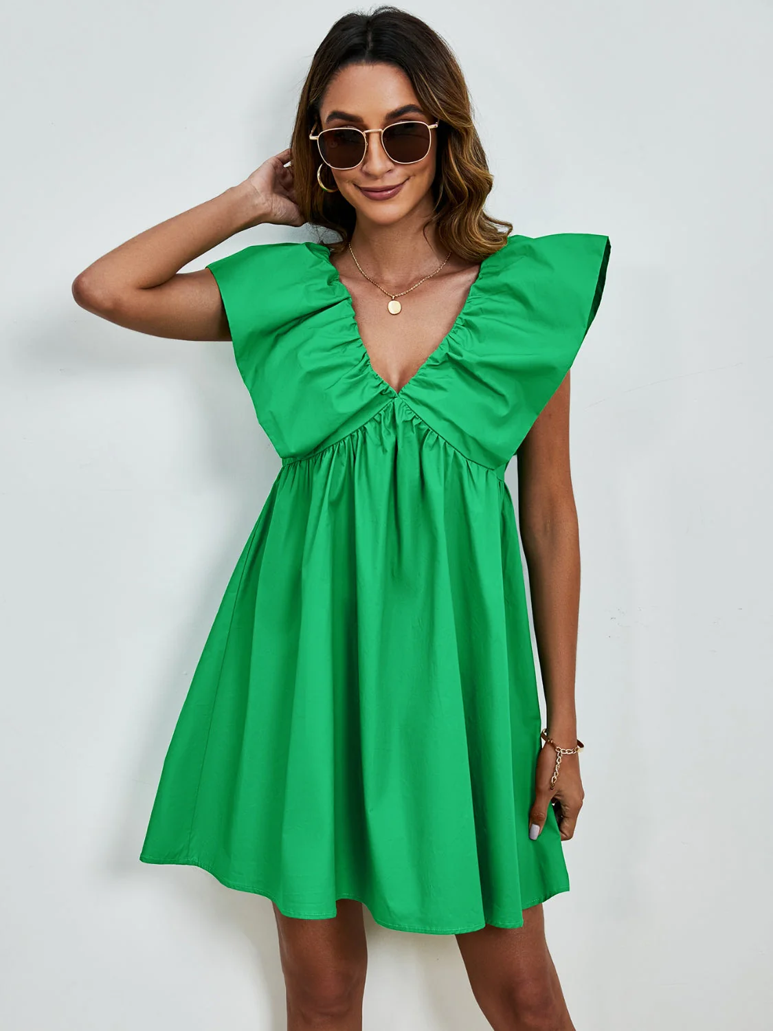 V-Neck Cap Sleeve Mini Dress - Image 14