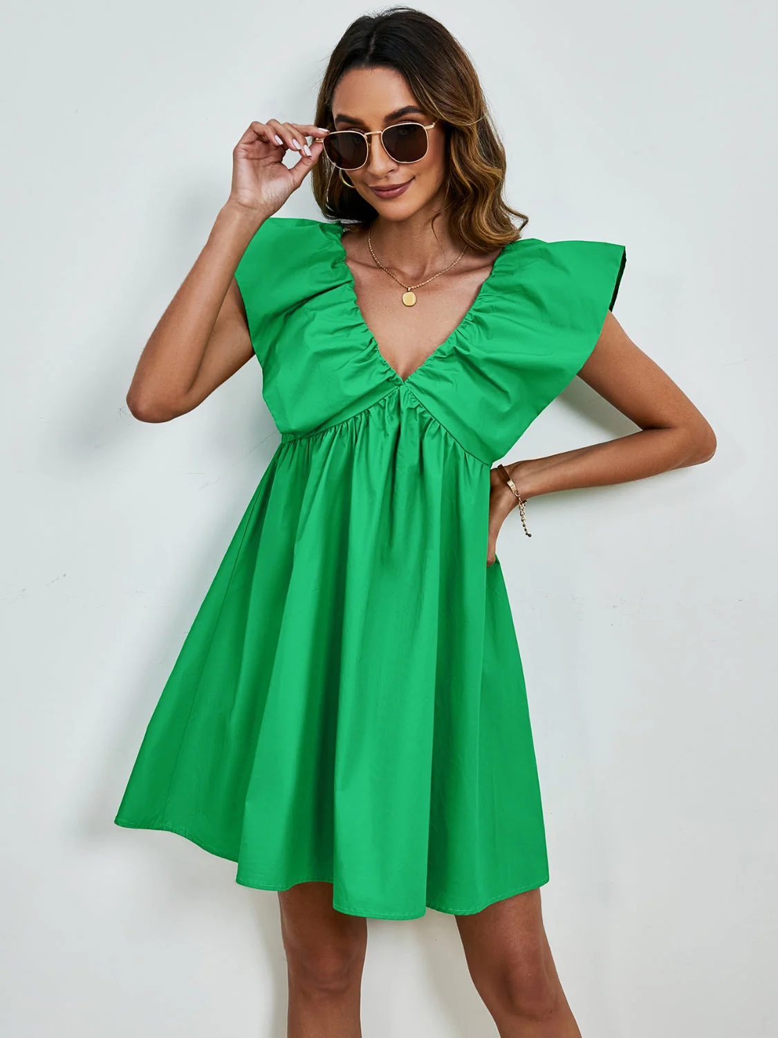 V-Neck Cap Sleeve Mini Dress - Image 15