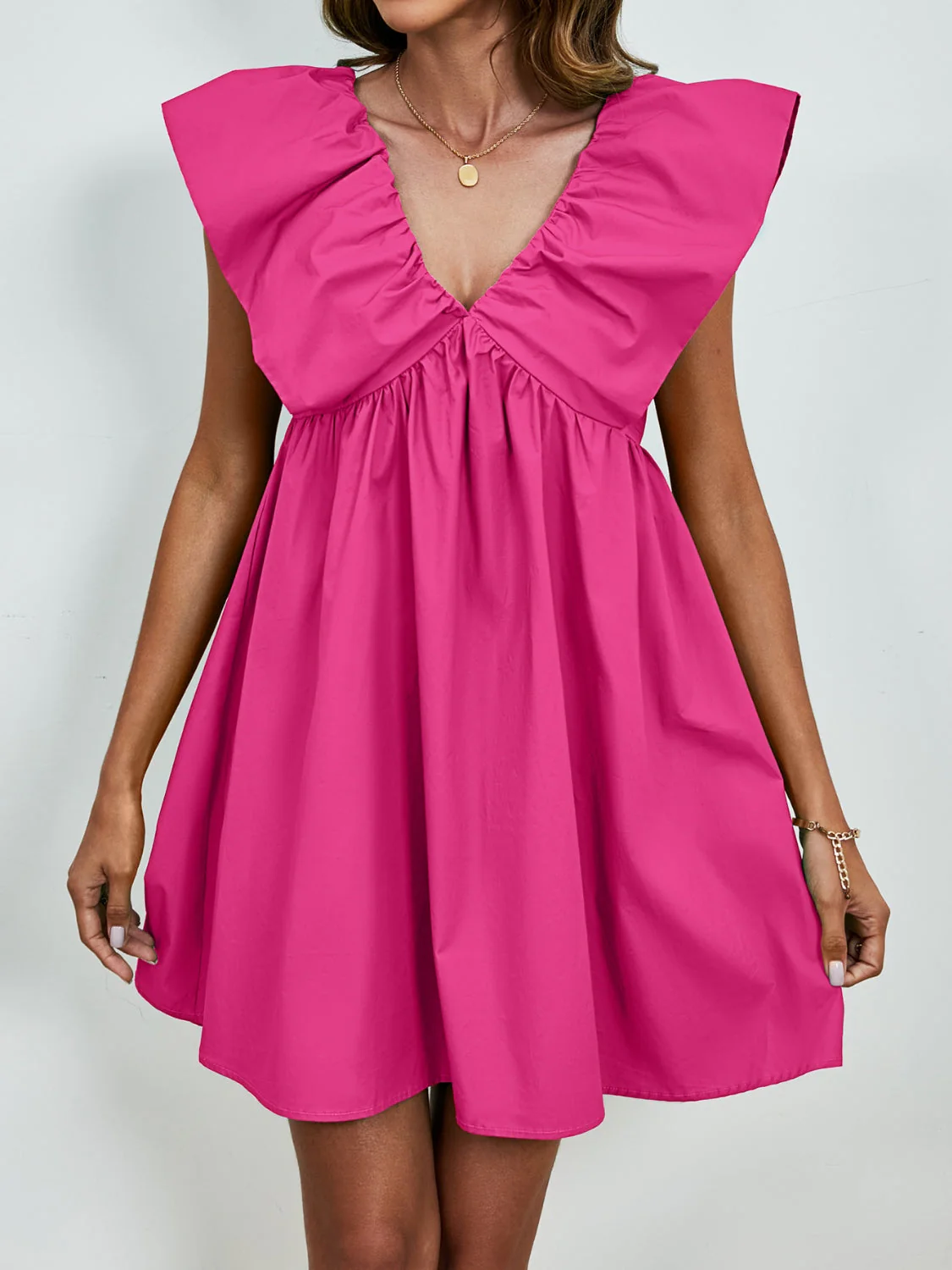 V-Neck Cap Sleeve Mini Dress - Image 17