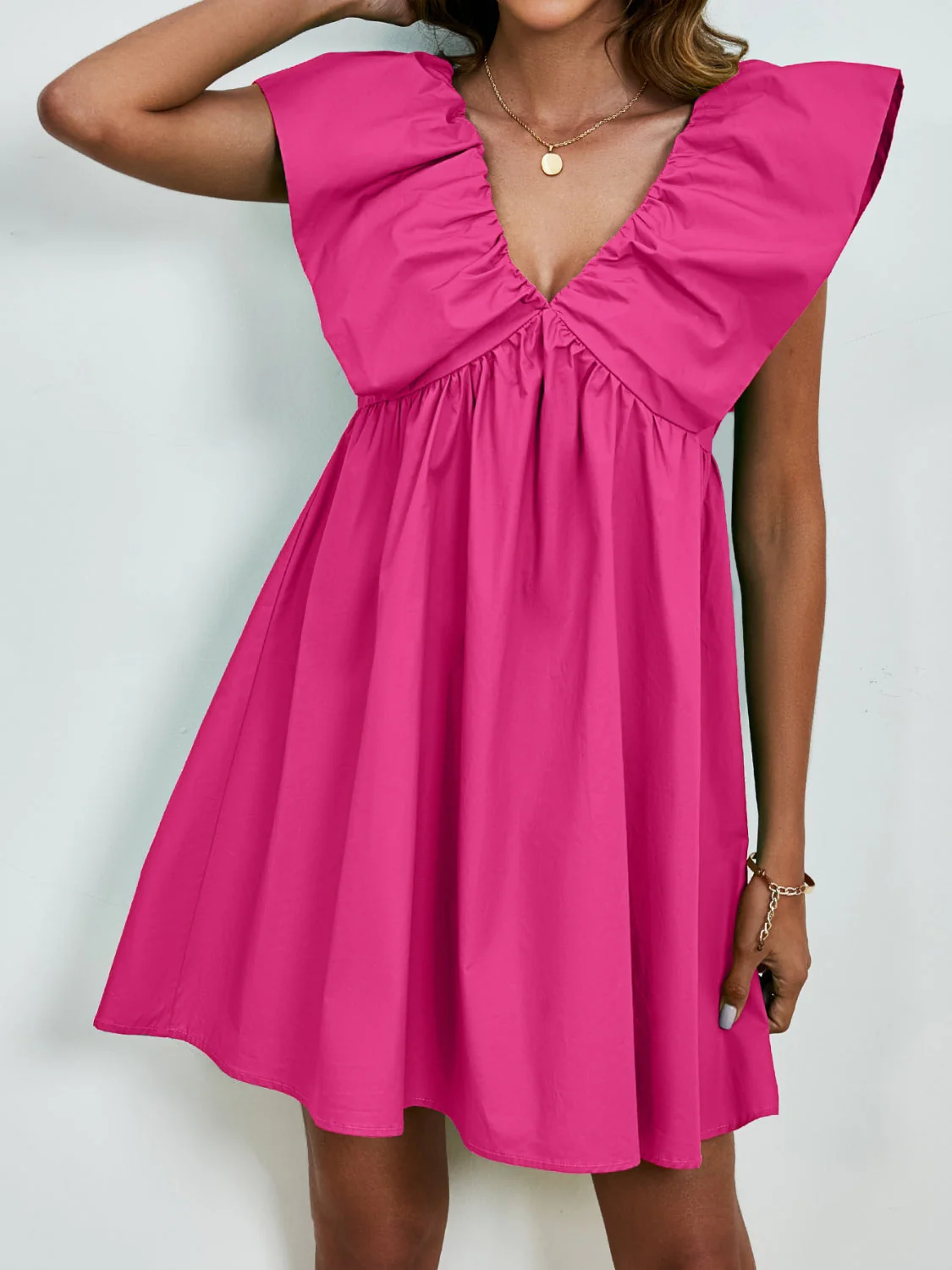 V-Neck Cap Sleeve Mini Dress - Image 18