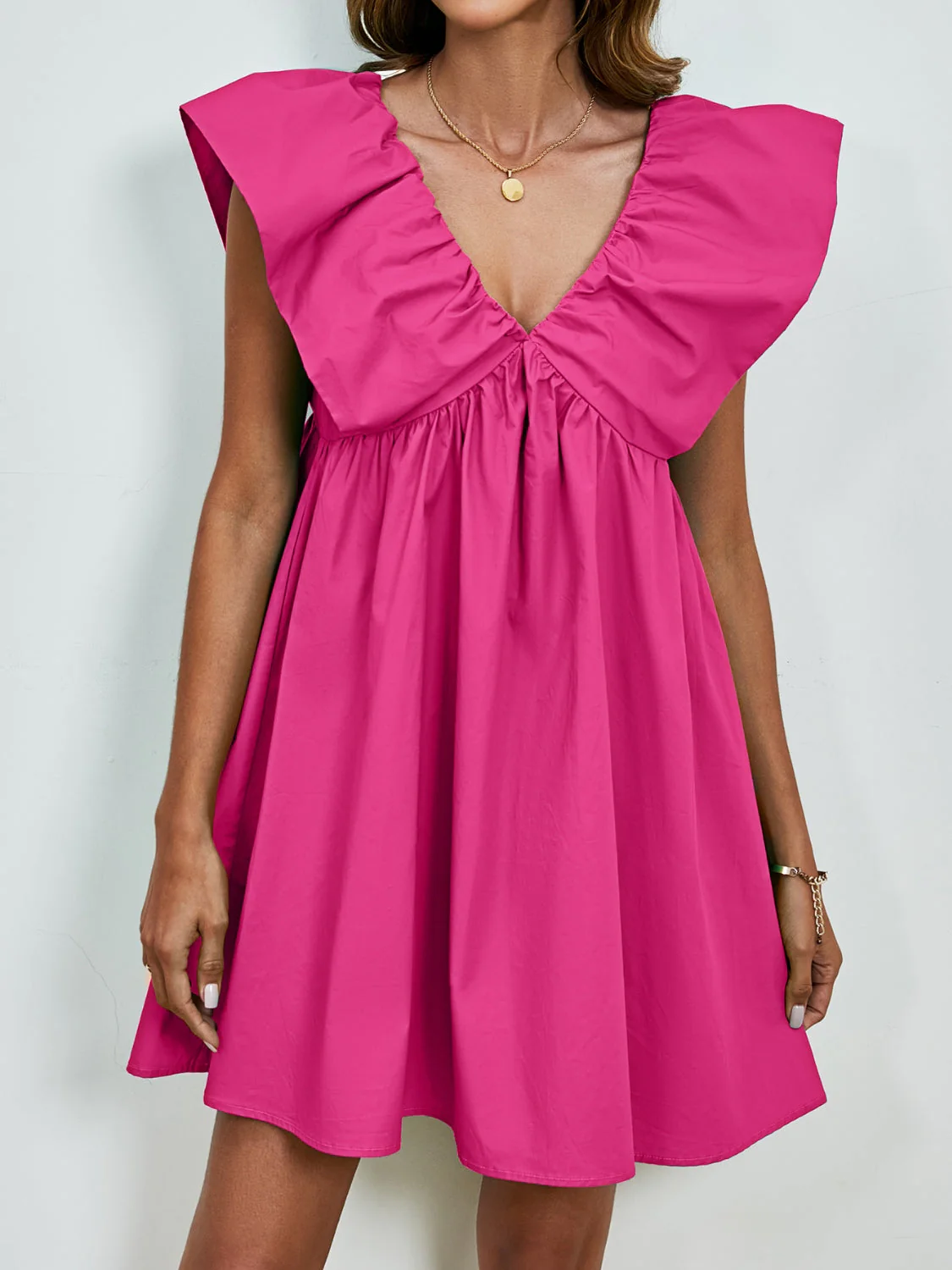 V-Neck Cap Sleeve Mini Dress - Image 19