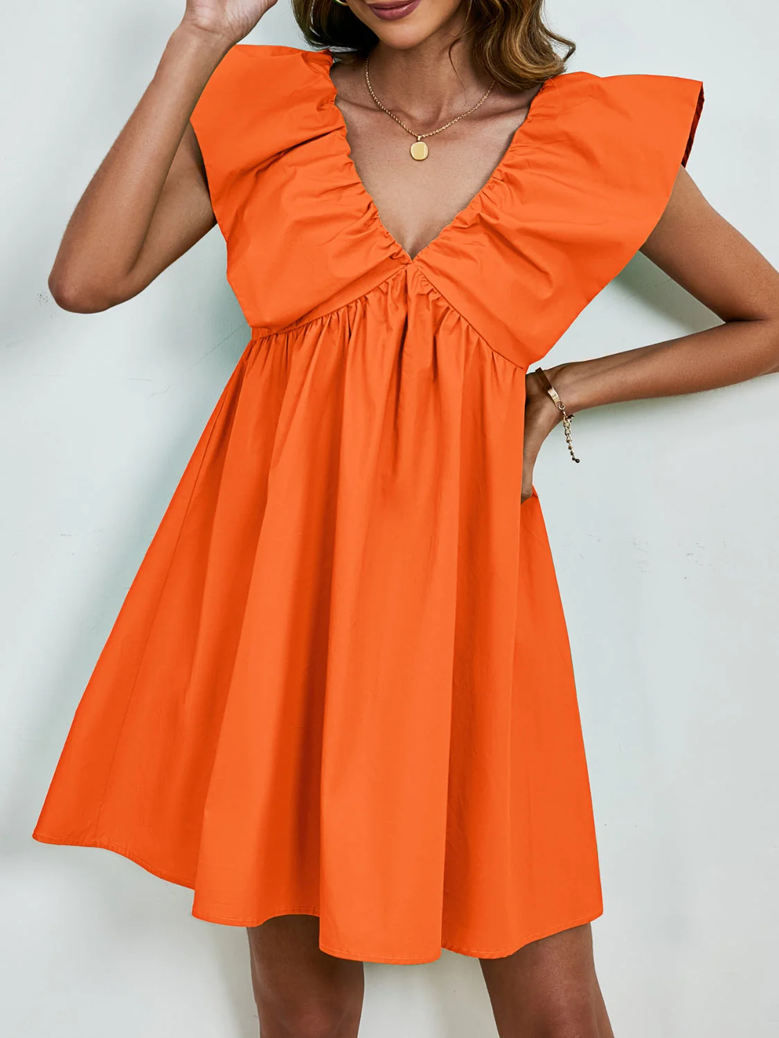 V-Neck Cap Sleeve Mini Dress - Image 2