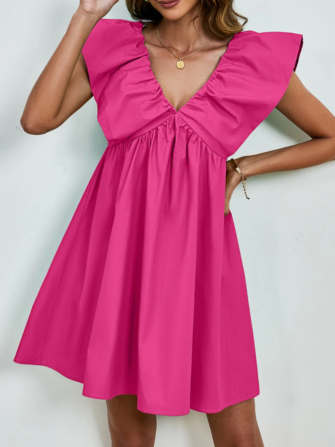 V-Neck Cap Sleeve Mini Dress - Image 20