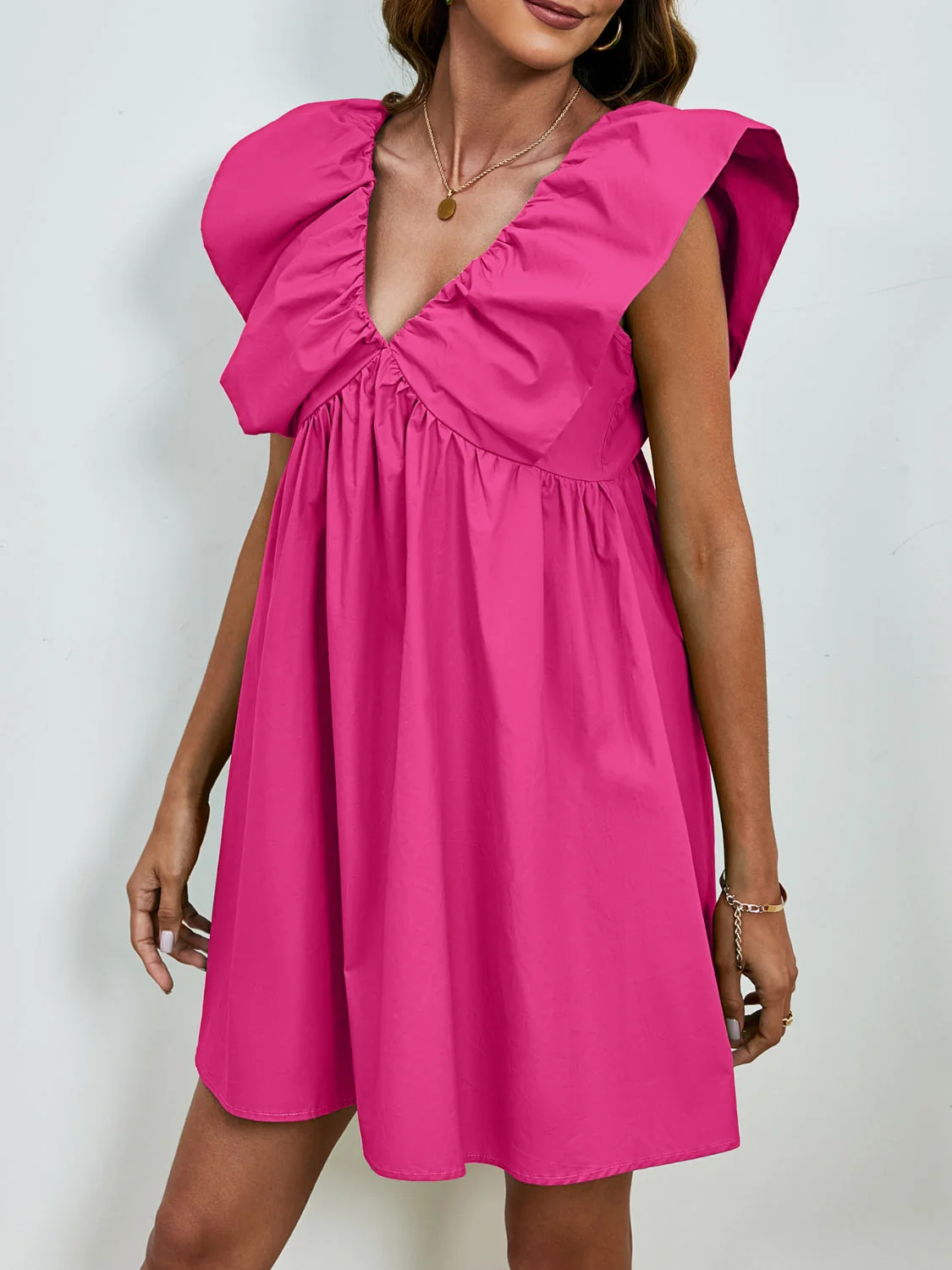 V-Neck Cap Sleeve Mini Dress - Image 21