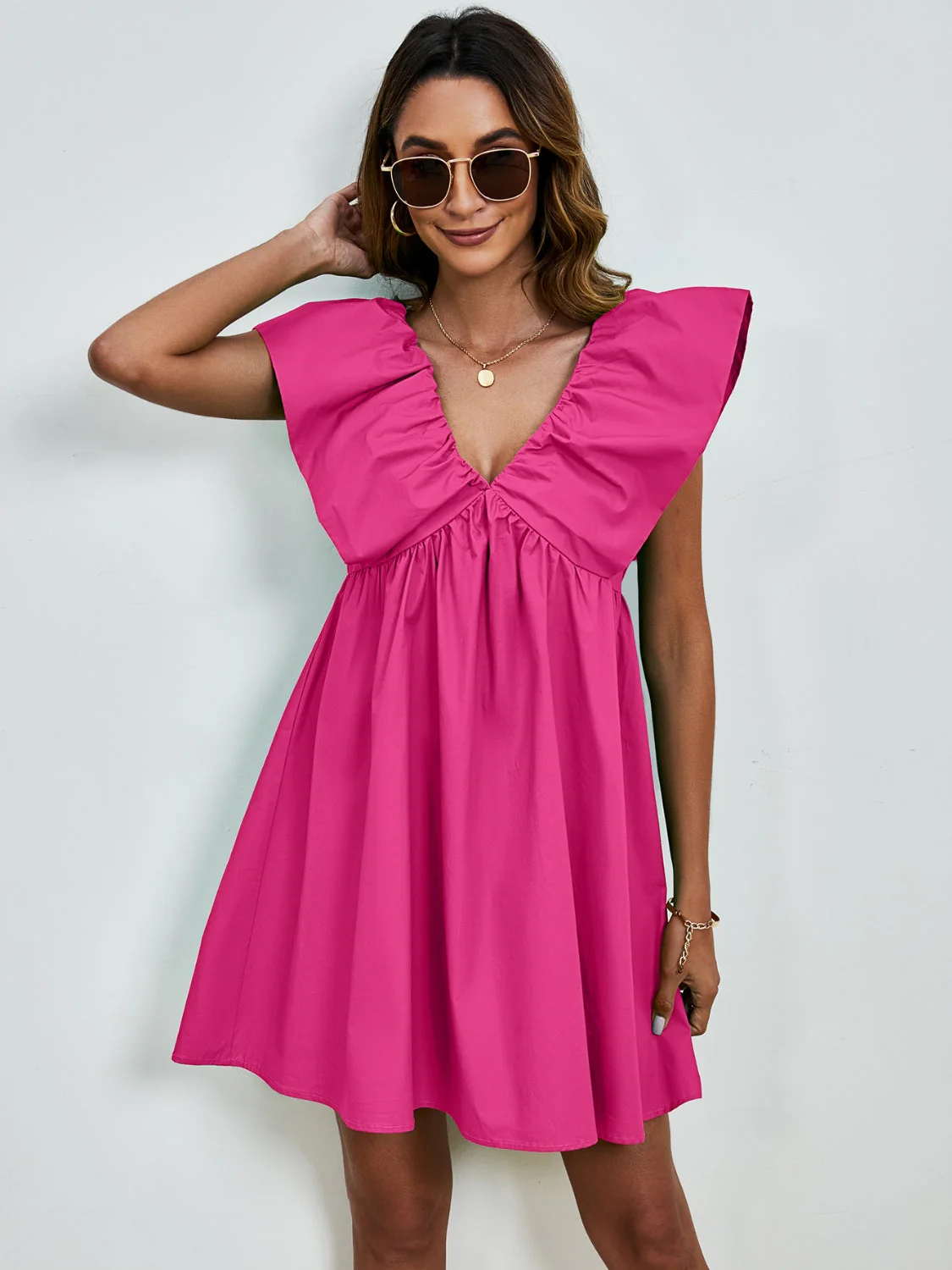 V-Neck Cap Sleeve Mini Dress - Image 22