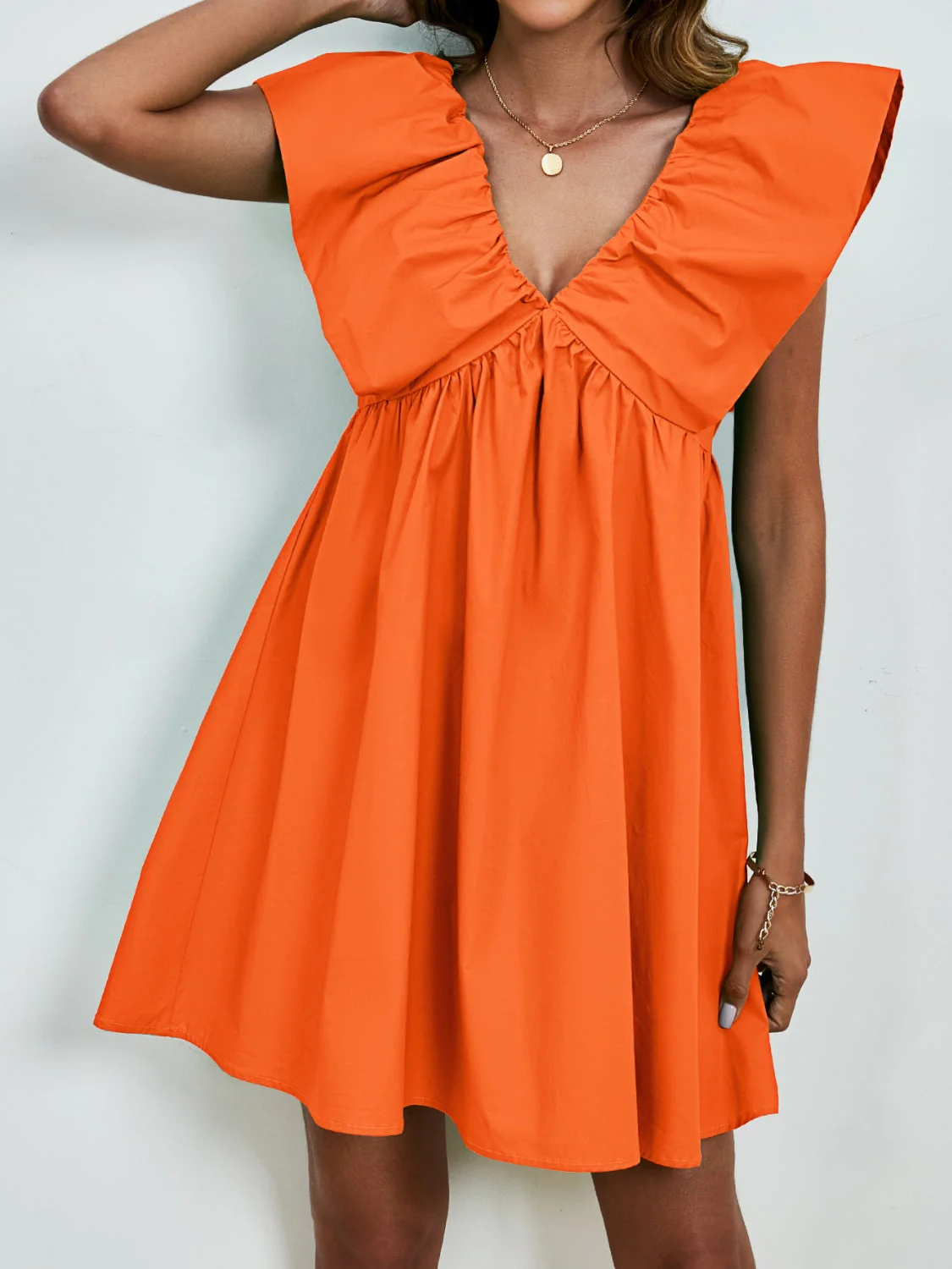 V-Neck Cap Sleeve Mini Dress - Image 3