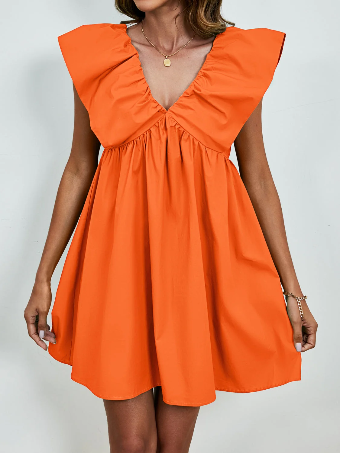 V-Neck Cap Sleeve Mini Dress - Image 4