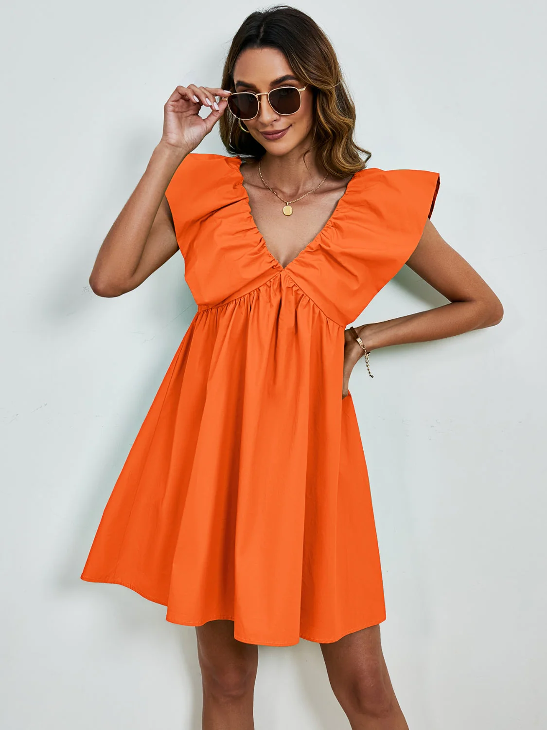 V-Neck Cap Sleeve Mini Dress - Image 8