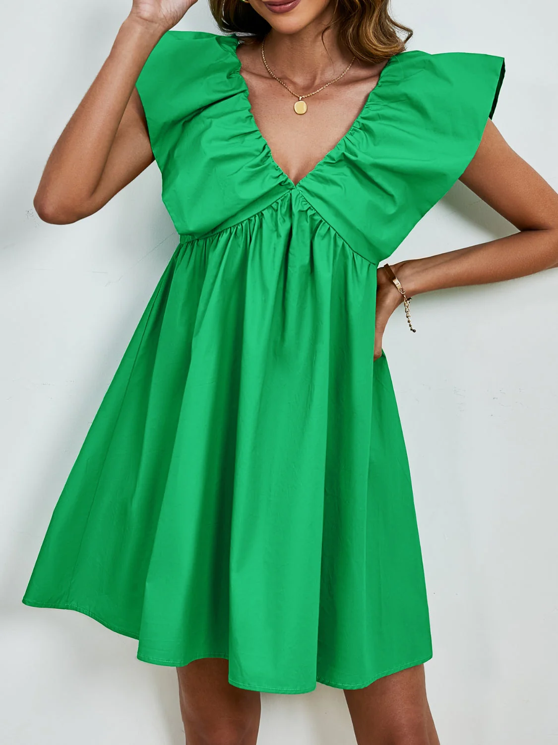 V-Neck Cap Sleeve Mini Dress - Image 9