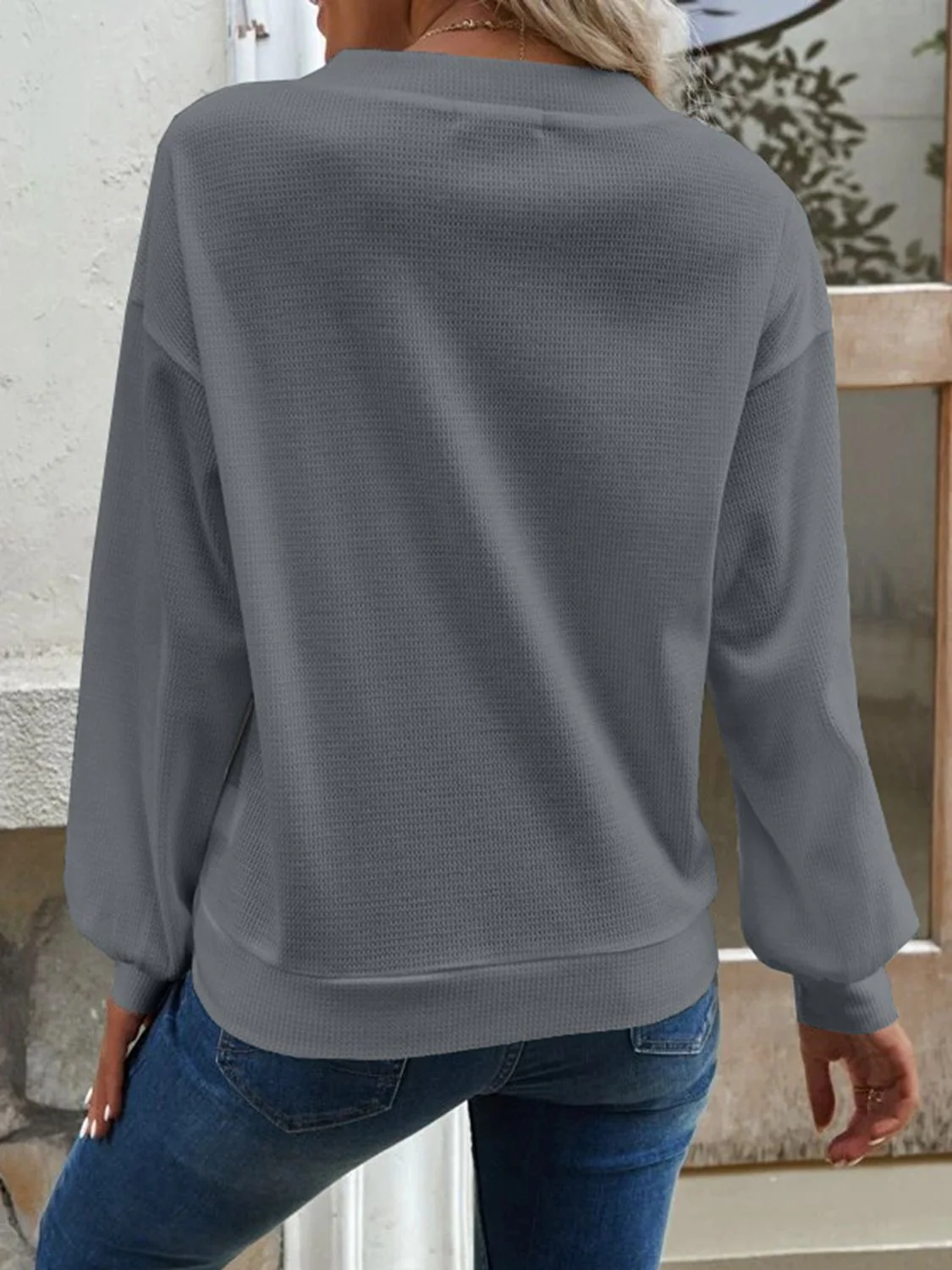 V-Neck Dropped Shoulder Blouse - Image 12