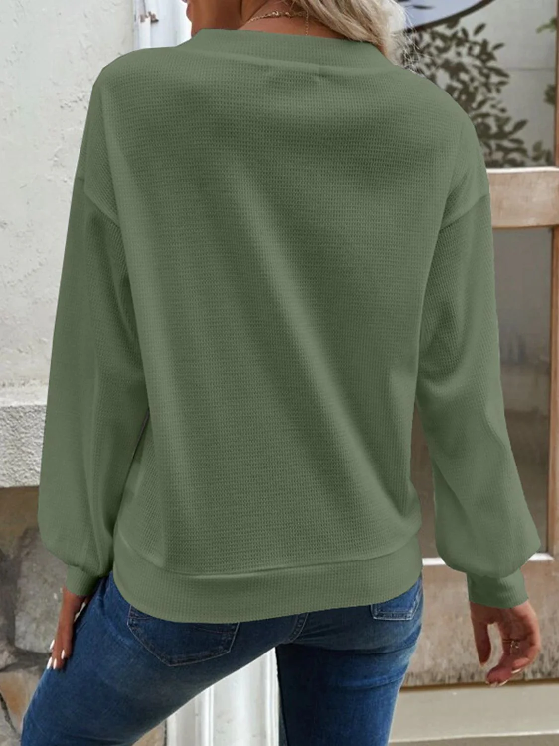 V-Neck Dropped Shoulder Blouse - Image 15