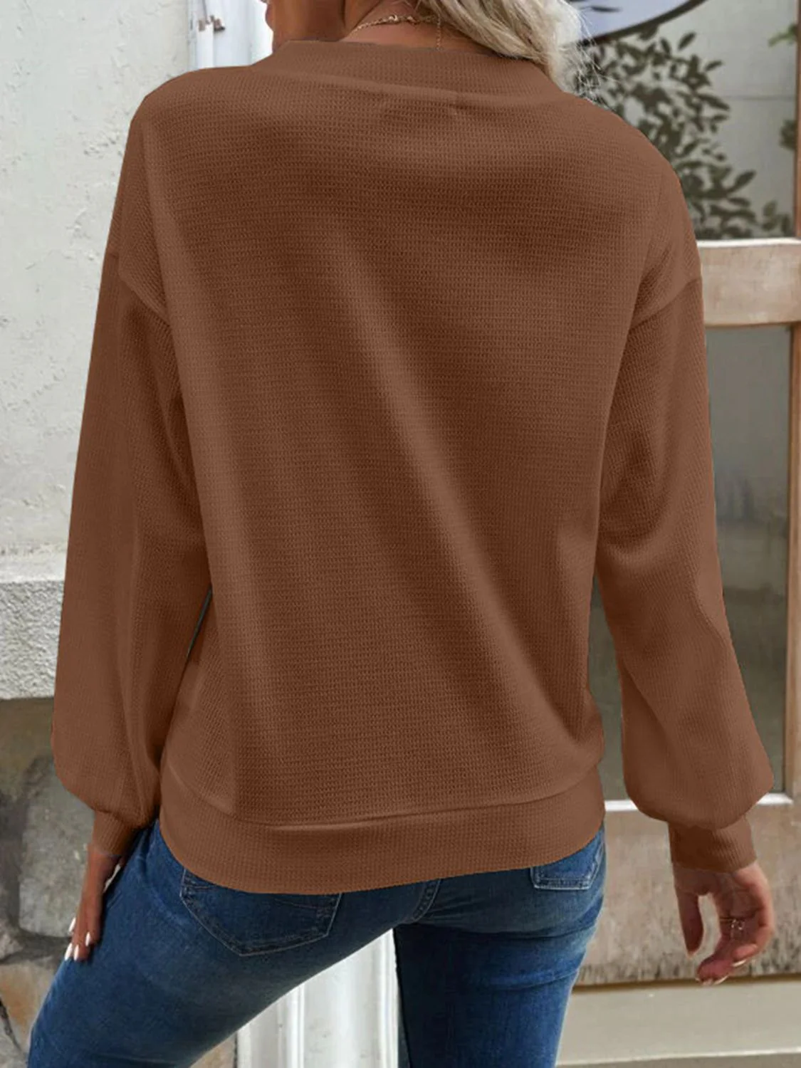 V-Neck Dropped Shoulder Blouse - Image 18