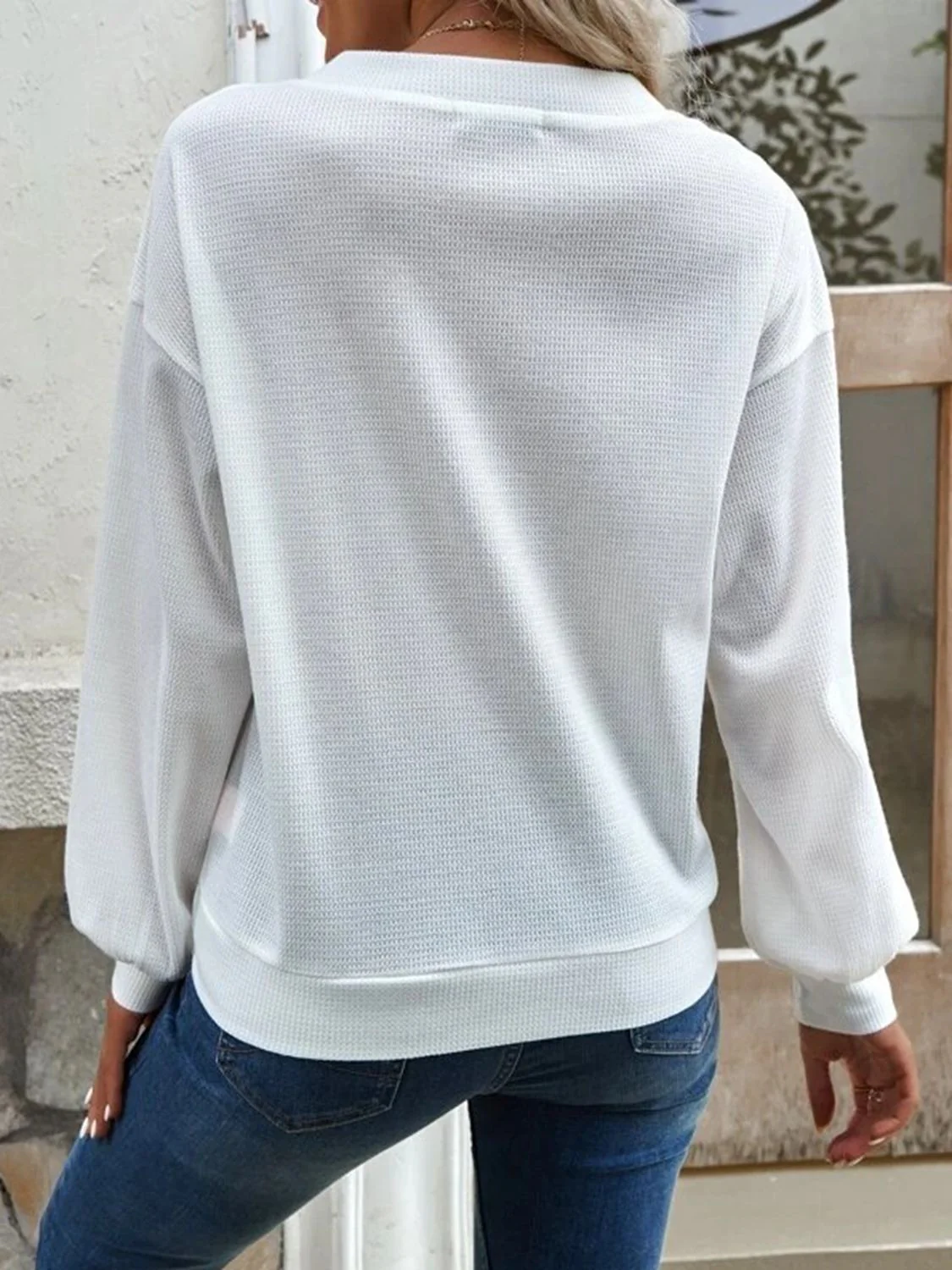 V-Neck Dropped Shoulder Blouse - Image 2