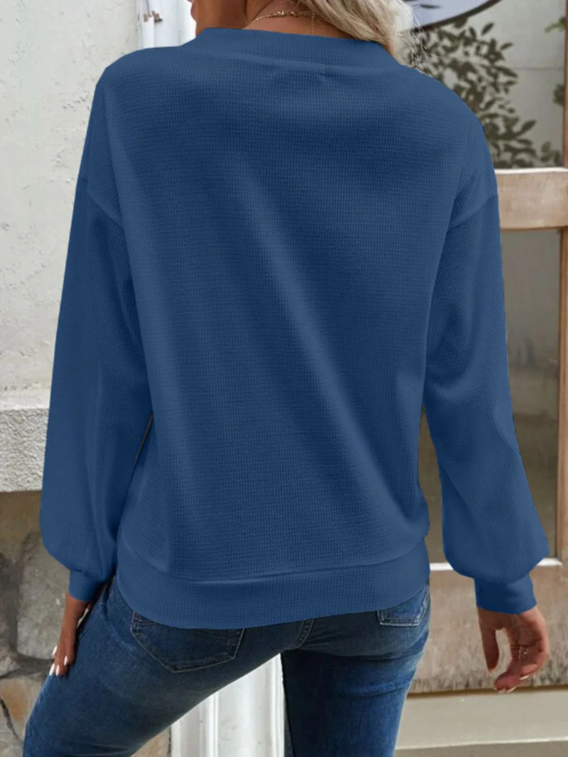 V-Neck Dropped Shoulder Blouse - Image 6
