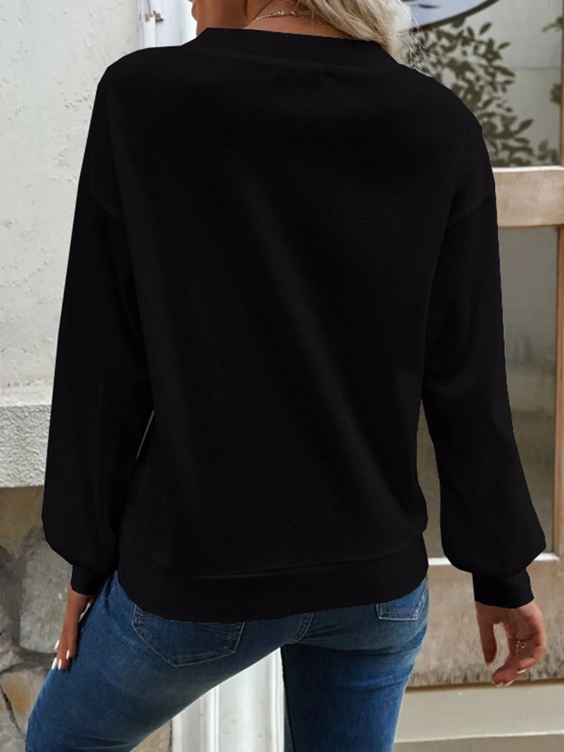 V-Neck Dropped Shoulder Blouse - Image 9