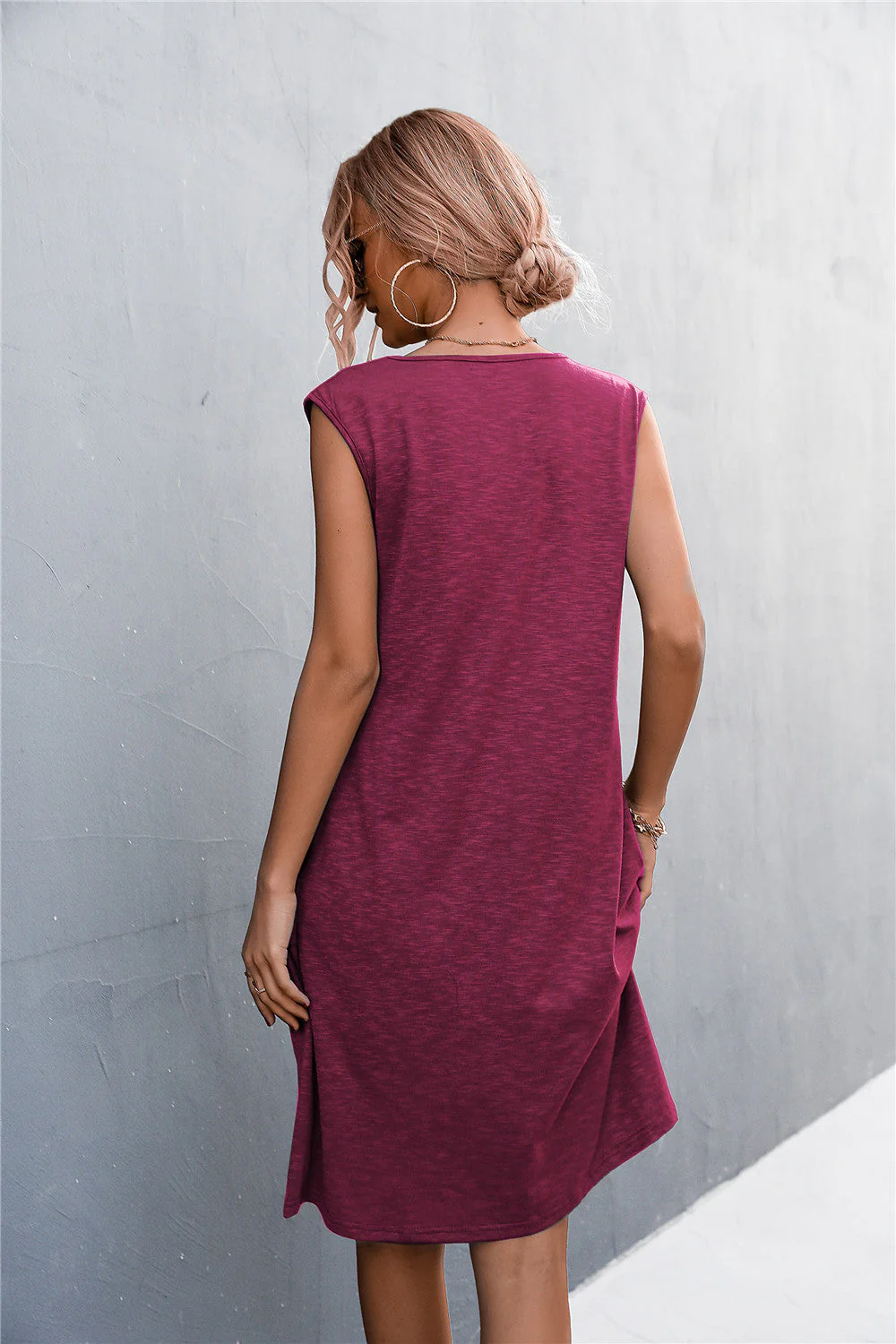 V-Neck Frill Trim Sleeveless Dress - Image 2