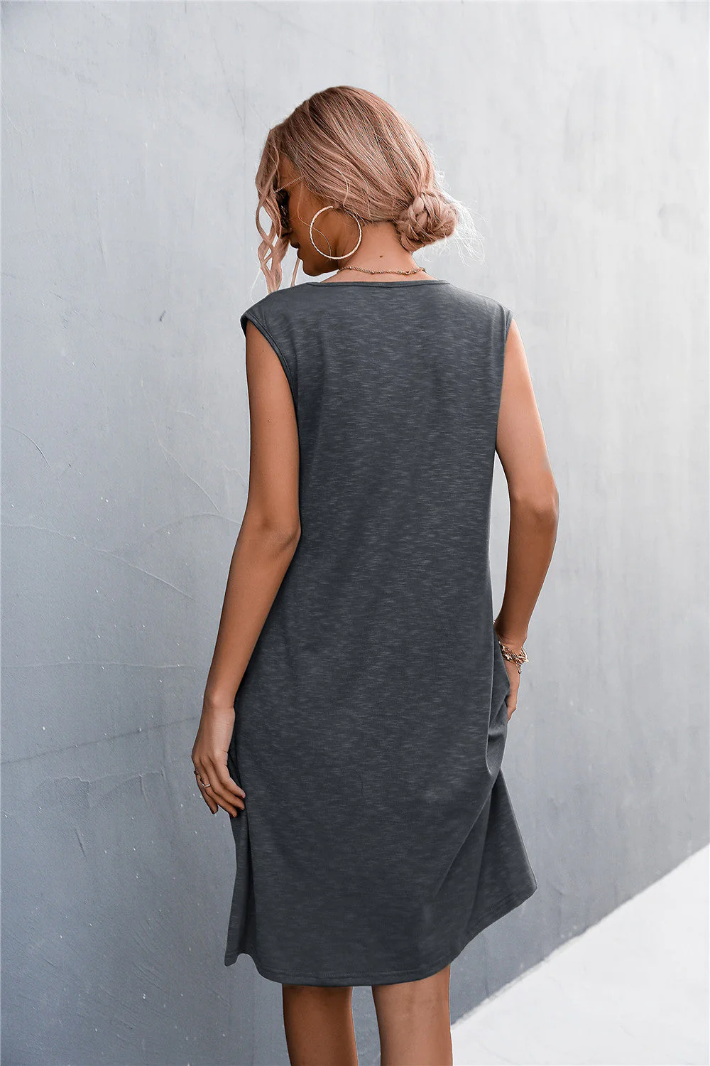 V-Neck Frill Trim Sleeveless Dress - Image 9
