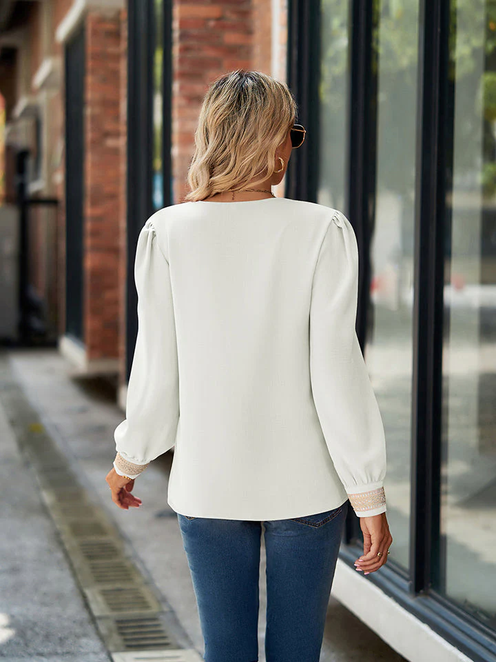 V-Neck Long Sleeve Blouse - Image 6