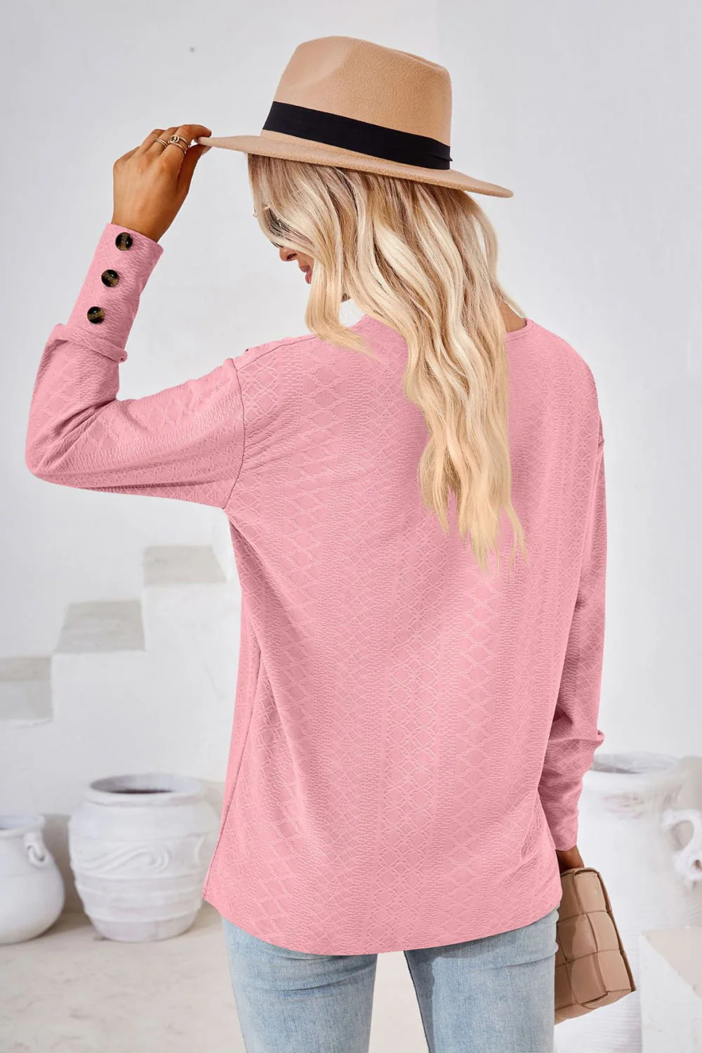 V-Neck Long Sleeve Blouse - Image 12