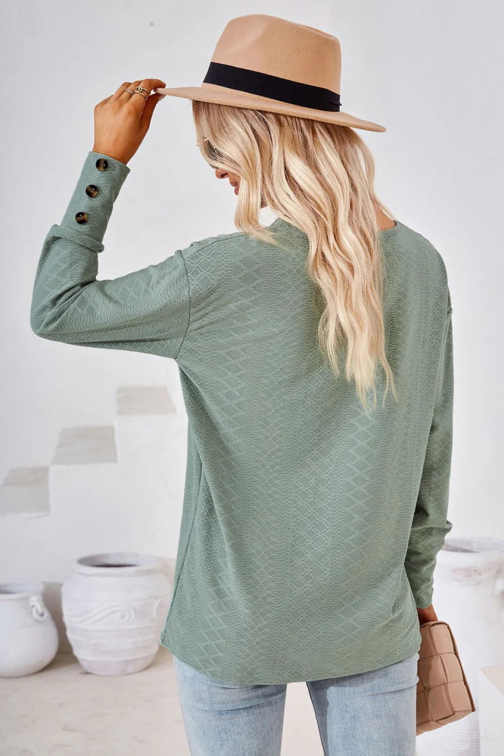 V-Neck Long Sleeve Blouse - Image 15