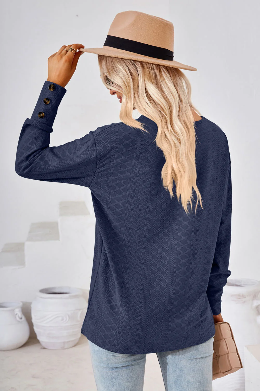 V-Neck Long Sleeve Blouse - Image 18