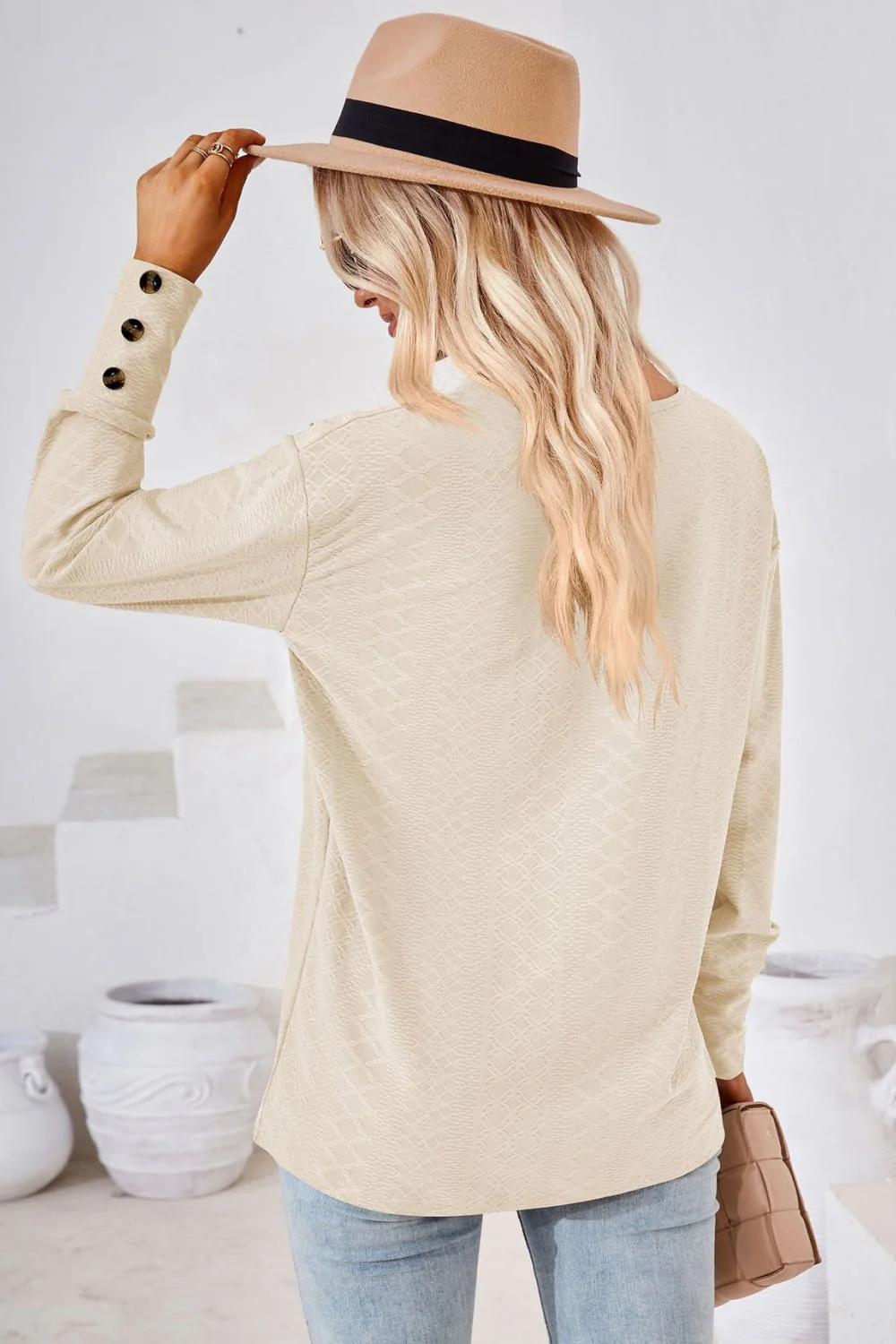 V-Neck Long Sleeve Blouse - Image 6