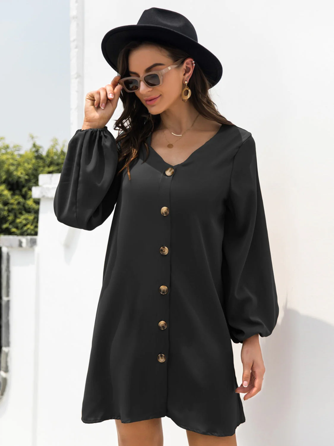 V-Neck Long Sleeve Mini Dress - Image 10