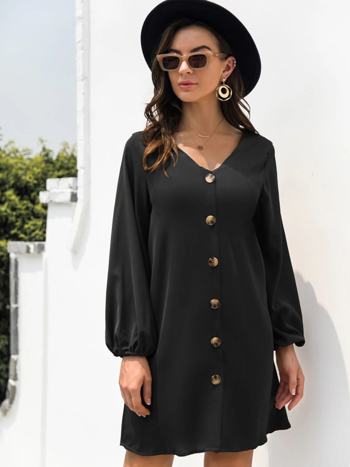 V-Neck Long Sleeve Mini Dress - Image 12