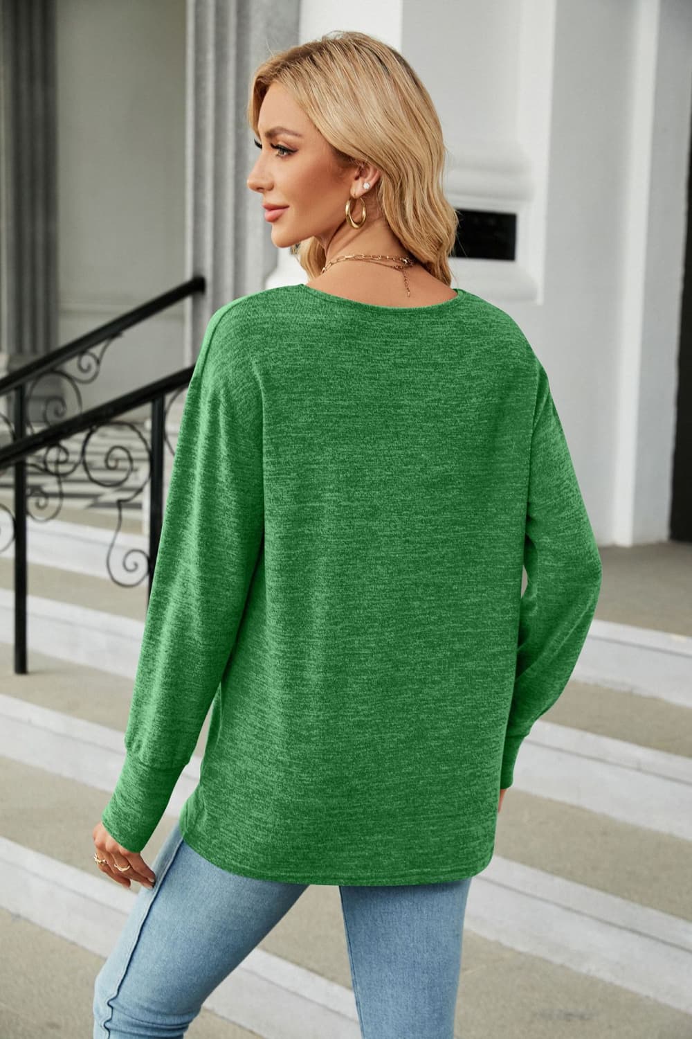 V-Neck Long Sleeve T-Shirt - Image 2