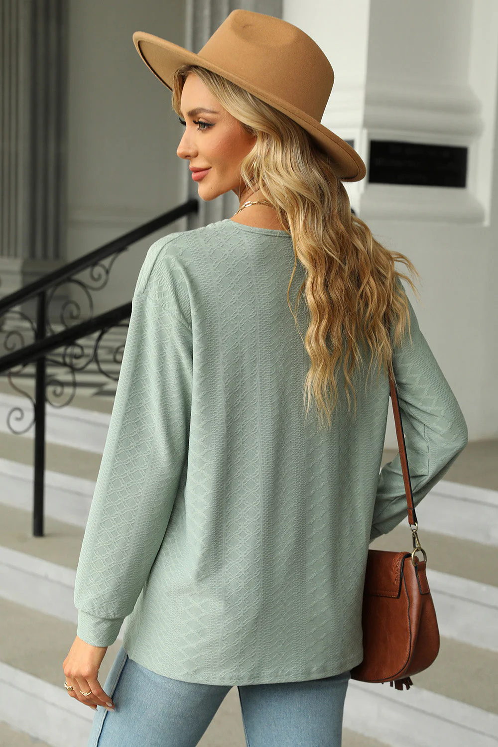 V-Neck Long Sleeve T-Shirt - Image 25