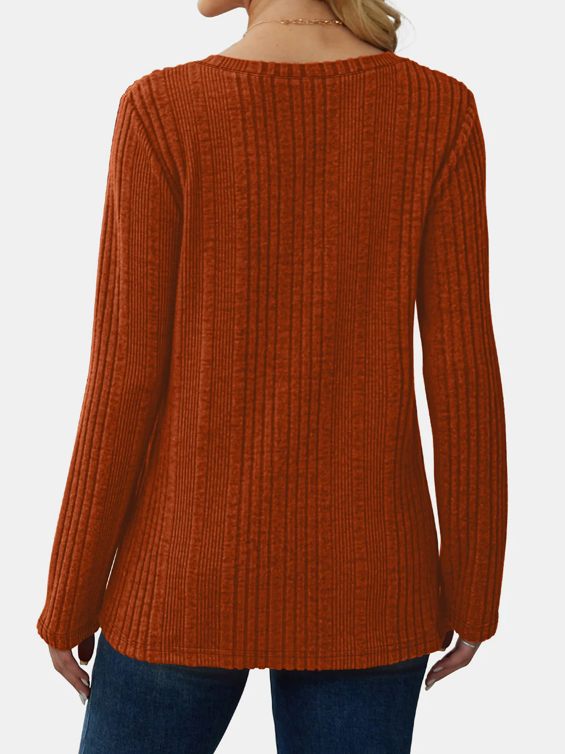 V-Neck Long Sleeve T-Shirt - Image 12