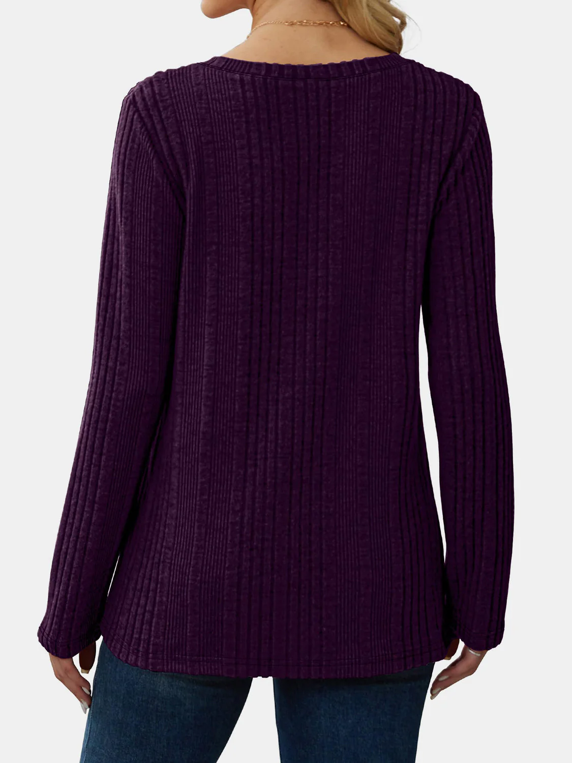 V-Neck Long Sleeve T-Shirt - Image 15