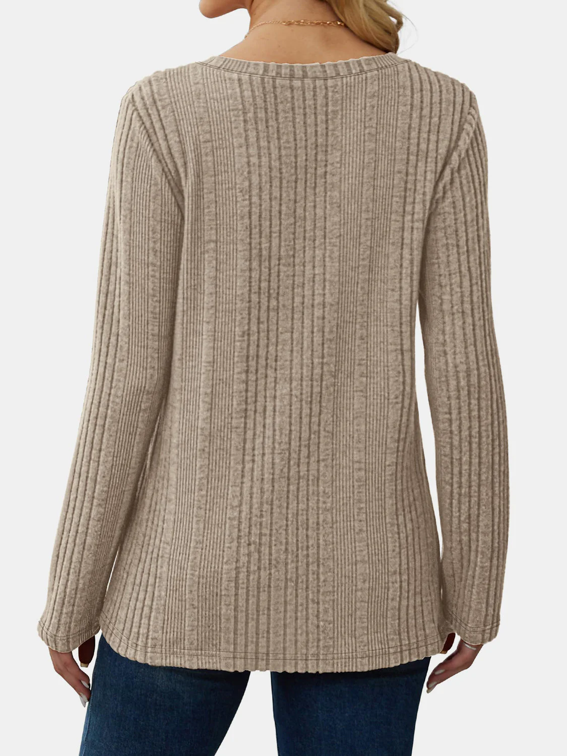 V-Neck Long Sleeve T-Shirt - Image 18