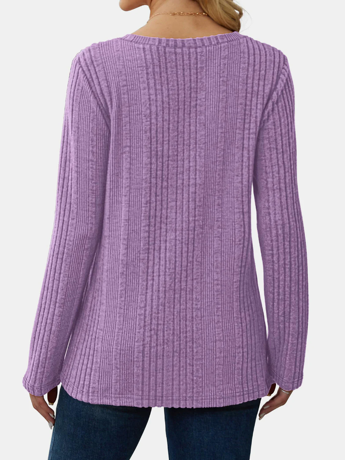 V-Neck Long Sleeve T-Shirt - Image 2