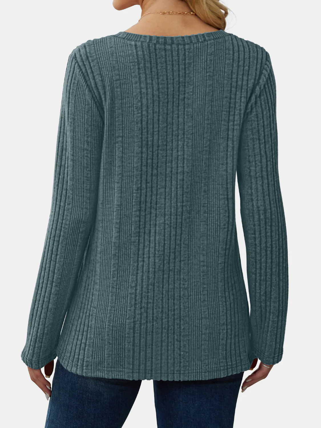 V-Neck Long Sleeve T-Shirt - Image 21